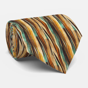 Teal Gold Art Deco Geometric Pattern Tie