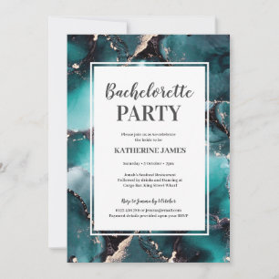 Teal Gold Bachelorette Party Invitation