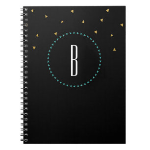 Teal Gold Black Triangles Modern Notebook Journal