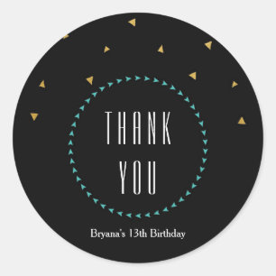 Teal Gold & Black Triangles Modern Party Stickers