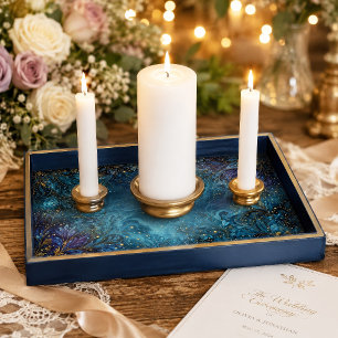 Teal Gold Celestial Filigree Swirl Tissue Paper