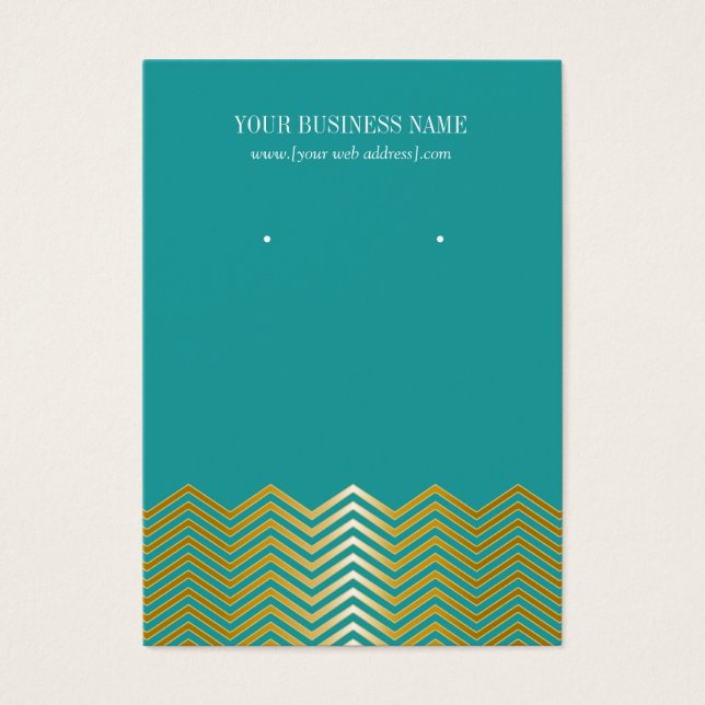 Teal Gold Chevron Custom Earring Card (Front)