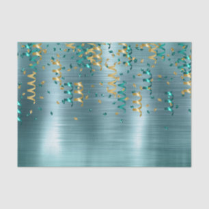 Teal Gold Confetti Birthday Tissue Paper