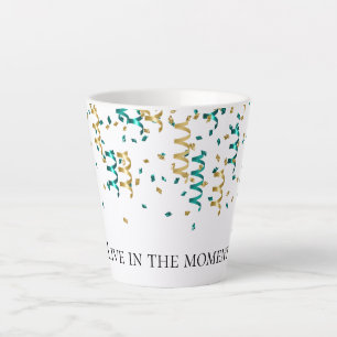 Teal Gold Confetti Latte Mug