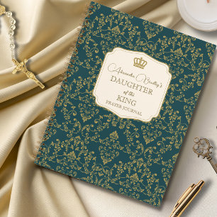 Teal Gold Damask Daughter of the King Notebook