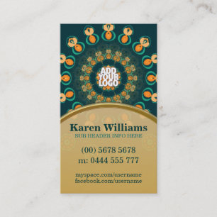 Teal+Gold GeoCircle Business Card