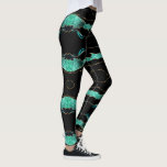 Teal Gold Glitter Black Leggings<br><div class="desc">Custom Colour - Black Leggings with Teal Blue Gold Glitter Aqua Turquoise Modern Design - or Add Your Name / Text - Make Your Special Gift ! Resize and move or remove / add text / elements with Customization tool ! Design by MIGNED ! Please see my other projects /...</div>