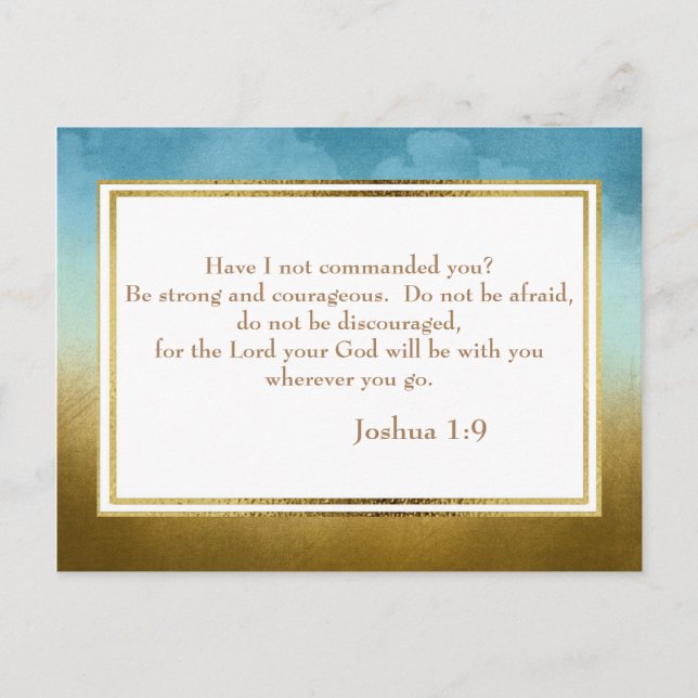 Teal Gold Glitter Christian Bible Verse Postcard (Front)