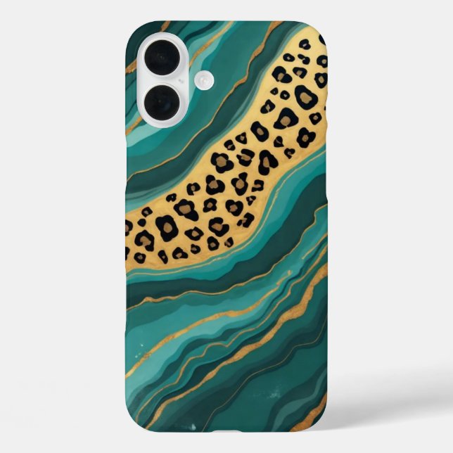 Teal & Gold Leopard Agate Case-Mate iPhone Case (Back)