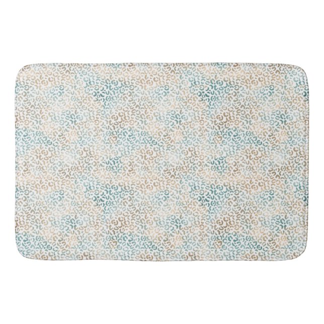 Teal Gold Leopard Print Bath Mat (Front)