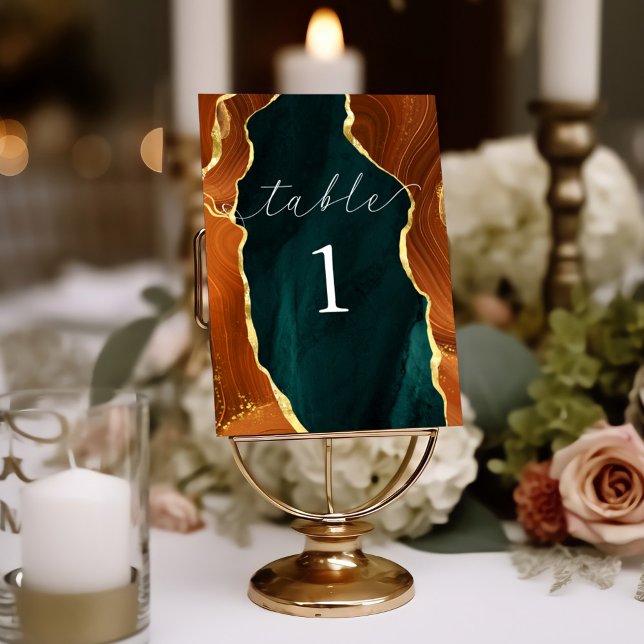 Teal & Gold Marble Agate Table Number (Creator Uploaded)