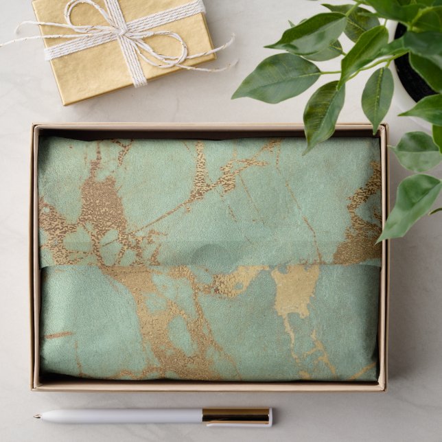 Teal & Gold Marble Gift Wrap Tissue Paper (Gift)