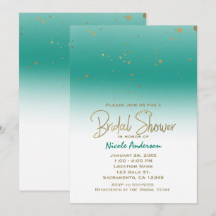 Teal & Gold Modern Glam BRIDAL SHOWER Elegant Invitation