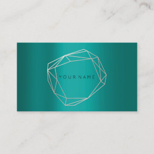 Teal Gold  Poligonal Frame Geometric Business Card