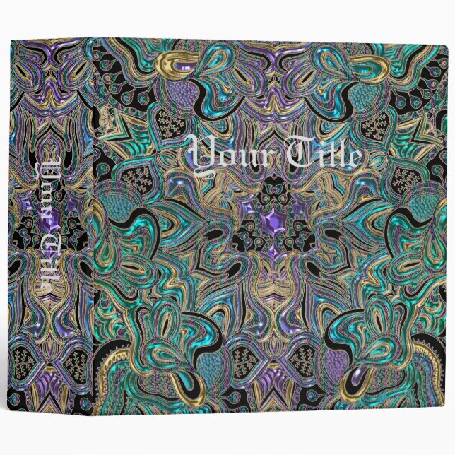 Teal Gold Purple Black Mandala Binder (Front/Spine)