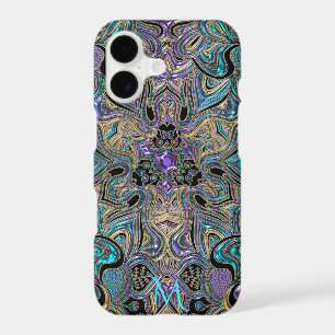 Teal Gold Purple Mandala Monogram iPhone X Case