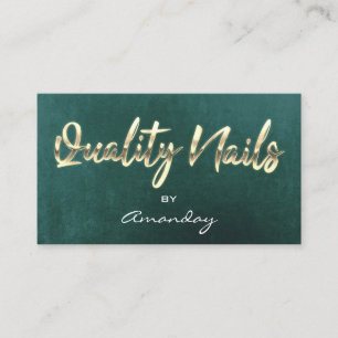 Teal Gold Quality Nail Script QR Code Logo   Business Card