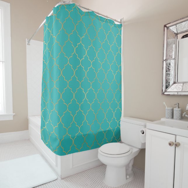 Teal & Gold Quatrefoil Pattern (In Situ)