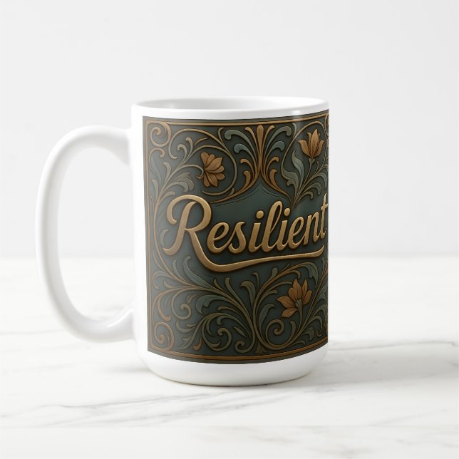 Teal Gold Resilient Affirmation Classic Mug (Left)