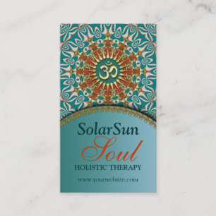 Teal  & Gold Sunshine Yoga New Age Business Cards
