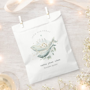 Teal Gold Underwater Floral Fish Any Age Birthday Favour Bag