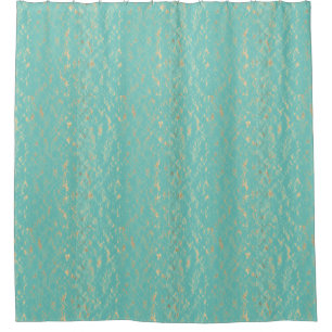 Teal Gold Vintage Glittery Sparkle Patterns Blue