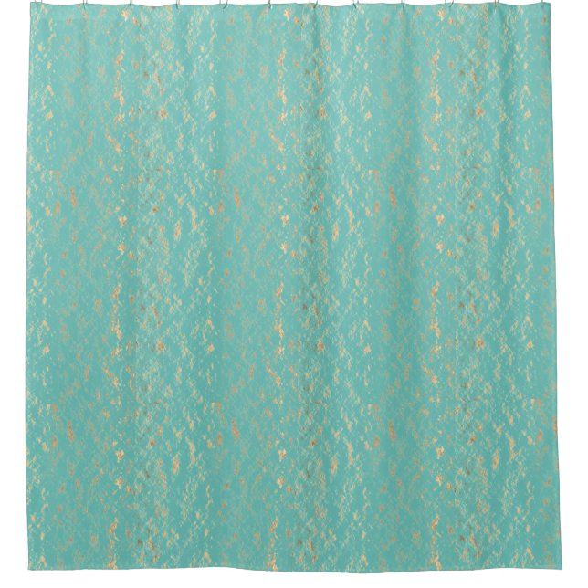 Teal Gold Vintage Glittery Sparkle Patterns Blue (Front)