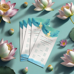 Teal Gold Watercolor YOGA Instructor Price List Rack Card