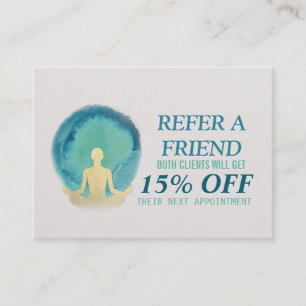 Teal Gold Watercolor YOGA Instructor Referral Card