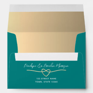 Teal Gold Wedding Envelope