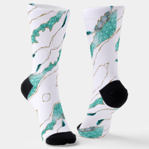 Teal Gold White Socks