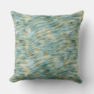 Teal Gold Zebra Print Throw Pillow