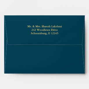Teal, Goltone Medallion A7 Envelope for 5x7s