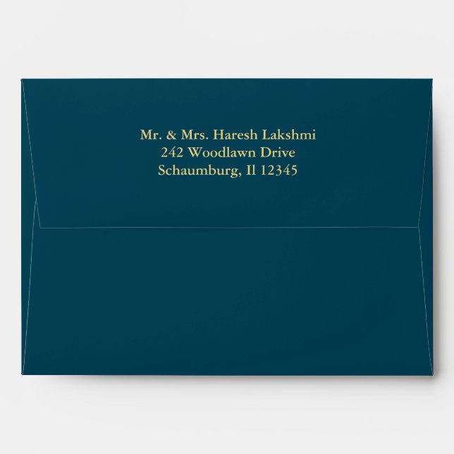 Teal, Goltone Medallion A7 Envelope for 5x7s (Back (Top Flap))