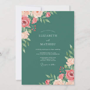 Teal Graceful Spring Wedding Invitation