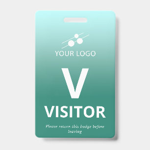 Teal Gradient Add Your Logo Visitor Badge