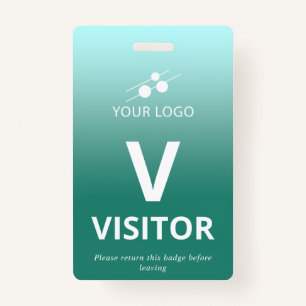 Teal Gradient Add Your Logo Visitor Badge