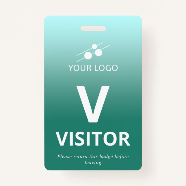 Teal Gradient Add Your Logo Visitor Badge (Front)