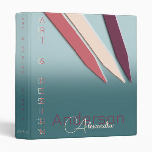 Teal Gradient Art and Design Student Colour Pencil Binder