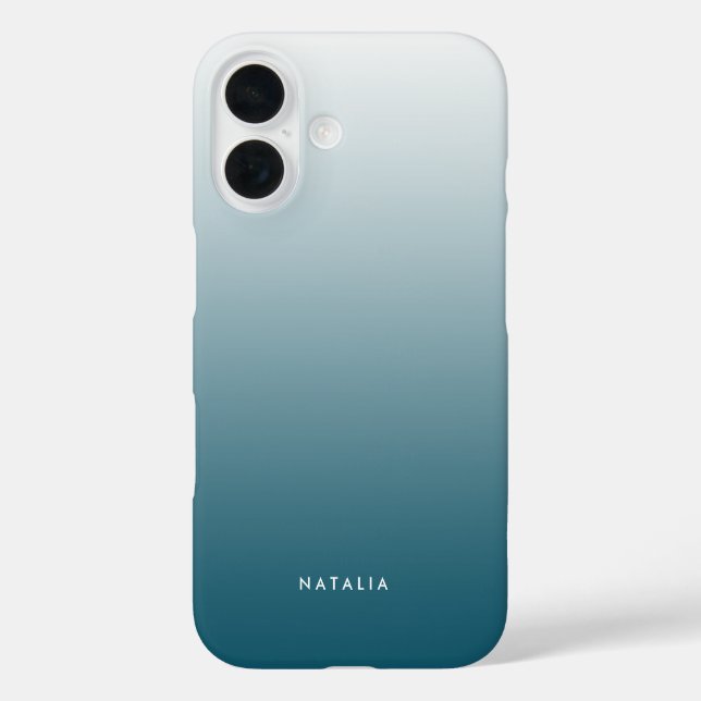 Teal Gradient Ombre Personalized Case-Mate iPhone Case (Back)