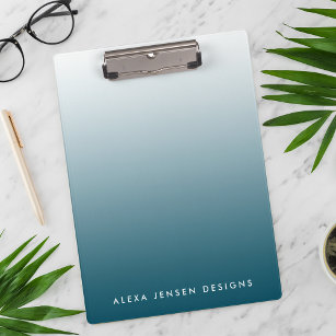 Teal Gradient Ombre Personalized Clipboard