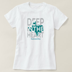 Teal & Gray State Cutout Deep in the Heart T-Shirt