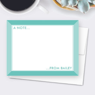Teal Green 2-Tone Stationery Kids Card