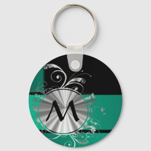 Teal green and black keychain