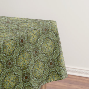 Teal, Green, and Gold Vintage Knit Pattern Tablecloth