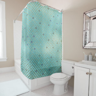 Teal Green and Purple Mermaid Scales Pattern