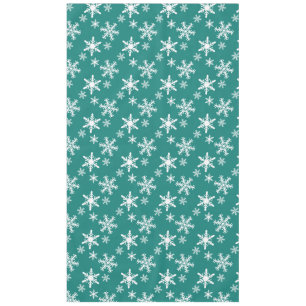 Teal Green and White Christmas Snowflakes Tablecloth