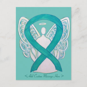 Teal Green Awareness Ribbon Angel Custom Postcard