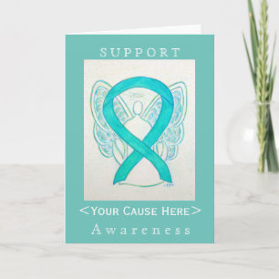 Teal Green Awareness Ribbon Angel Customized Card