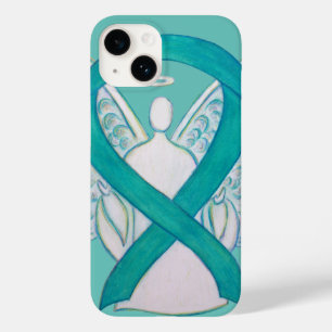 Teal Green Awareness Ribbon Angel iPhone Case